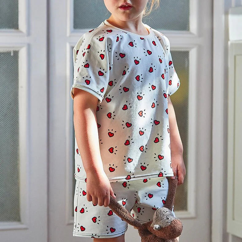 Organic Stretch Jersey ©La Fabrique x ikatee - POP GIRLY - Ecru/Red