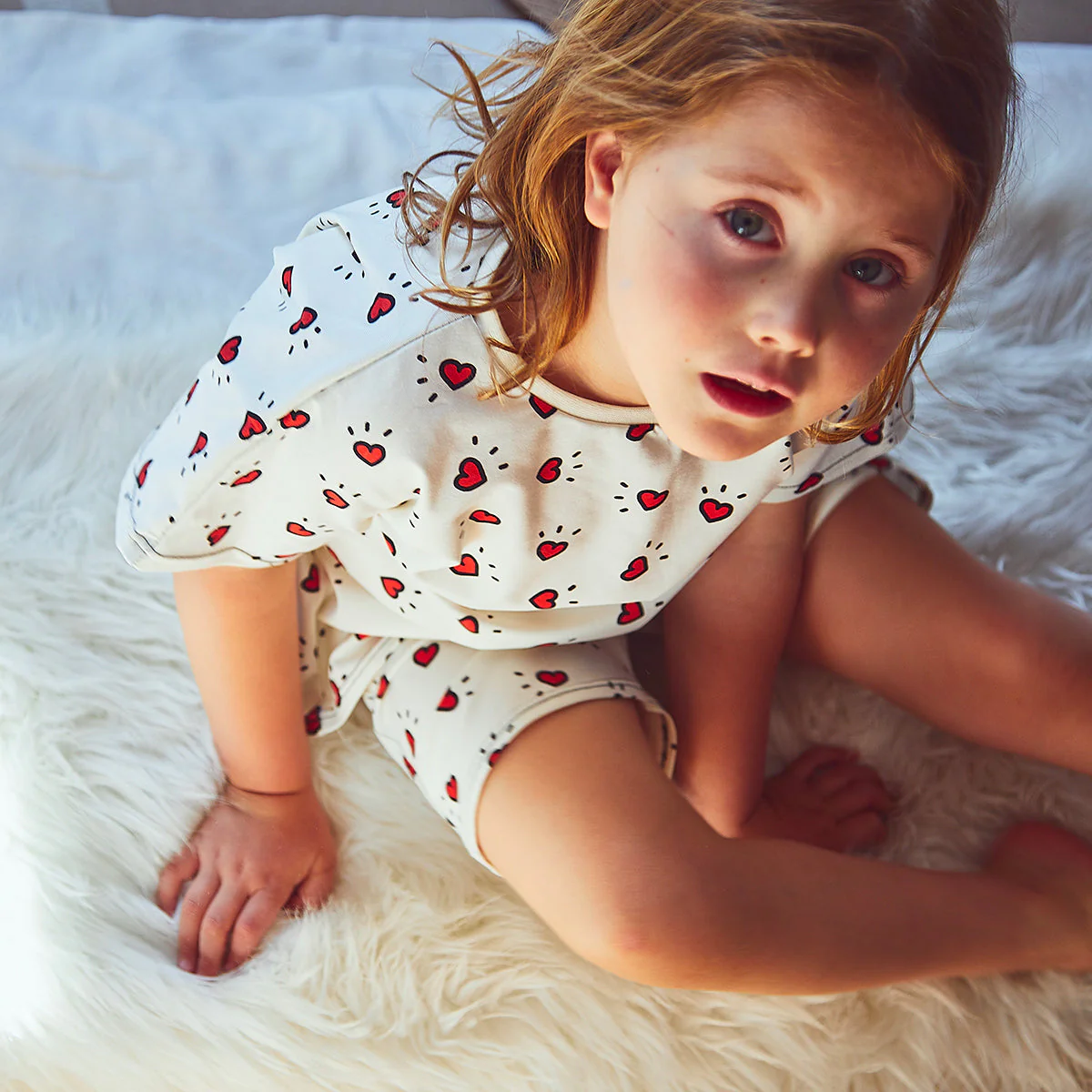 Organic Stretch Jersey ©La Fabrique x ikatee - POP GIRLY - Ecru/Red - Image 10