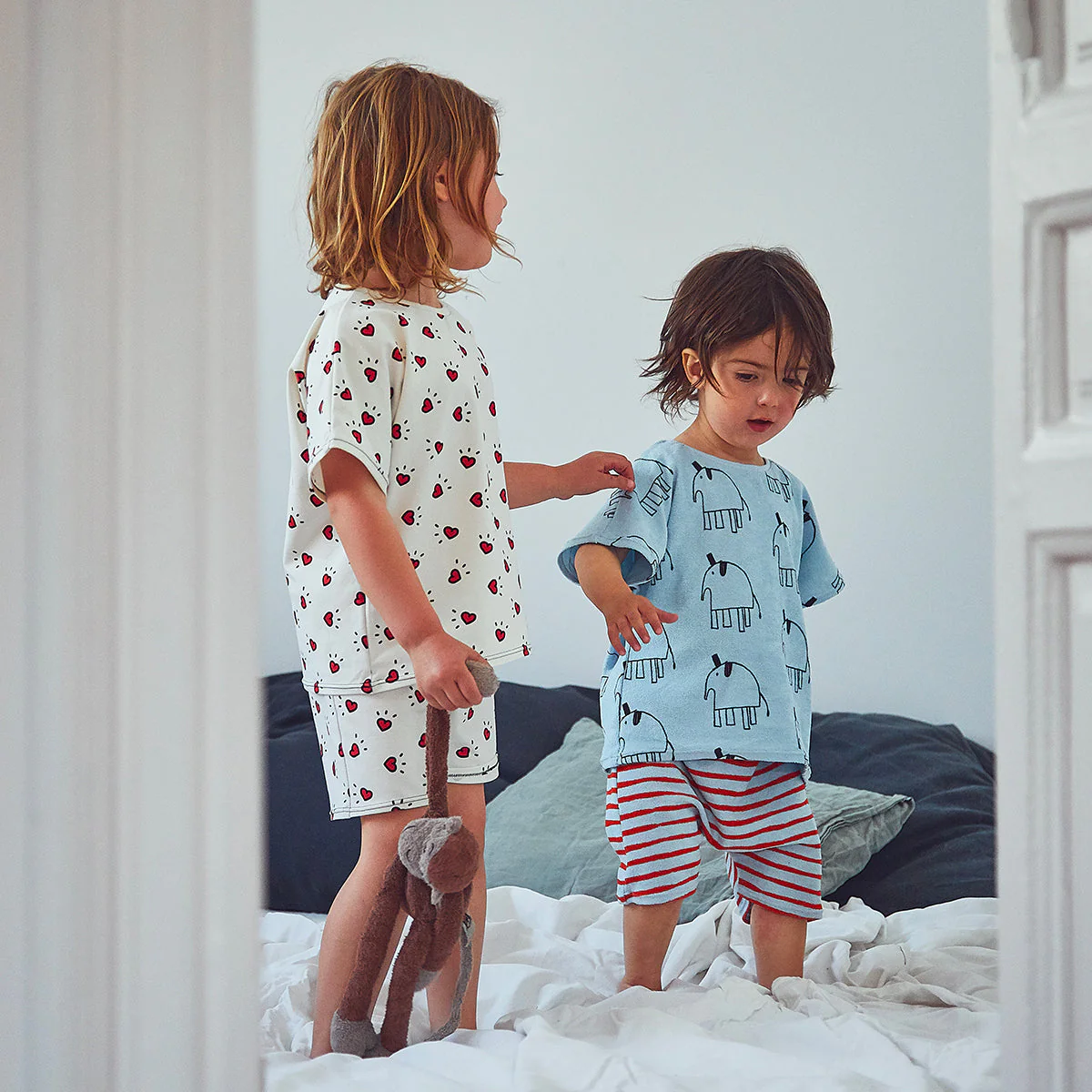 Organic Stretch Jersey ©La Fabrique x ikatee - POP GIRLY - Ecru/Red - Image 11