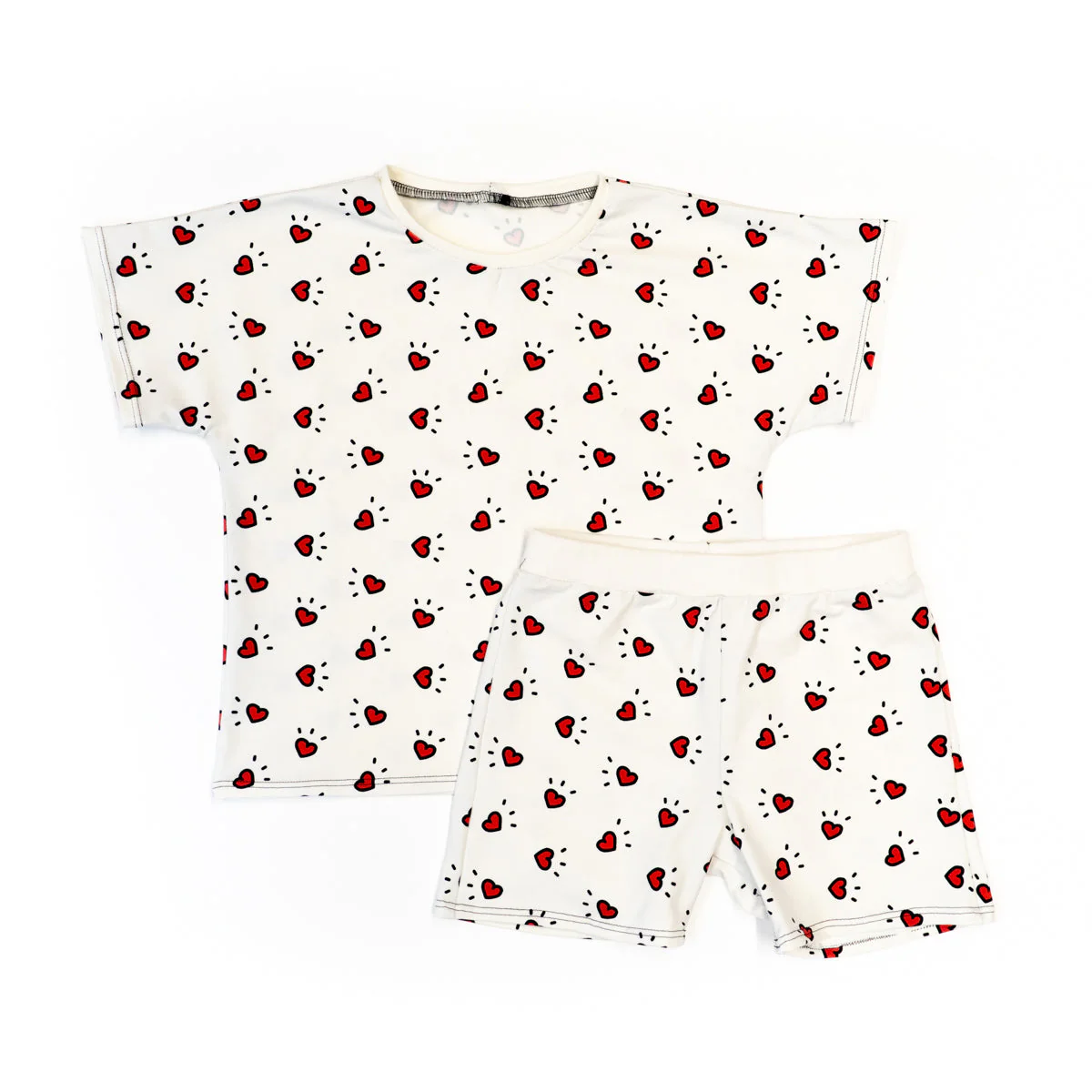 Organic Stretch Jersey ©La Fabrique x ikatee - POP GIRLY - Ecru/Red - Image 12