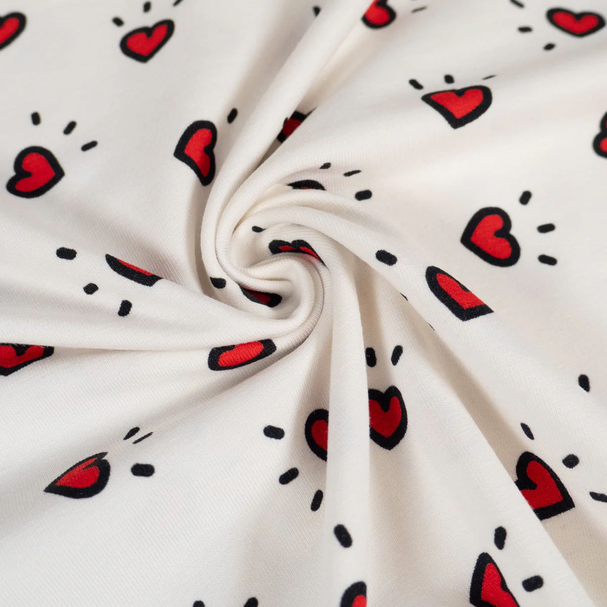 Organic Stretch Jersey ©La Fabrique x ikatee - POP GIRLY - Ecru/Red - Image 5