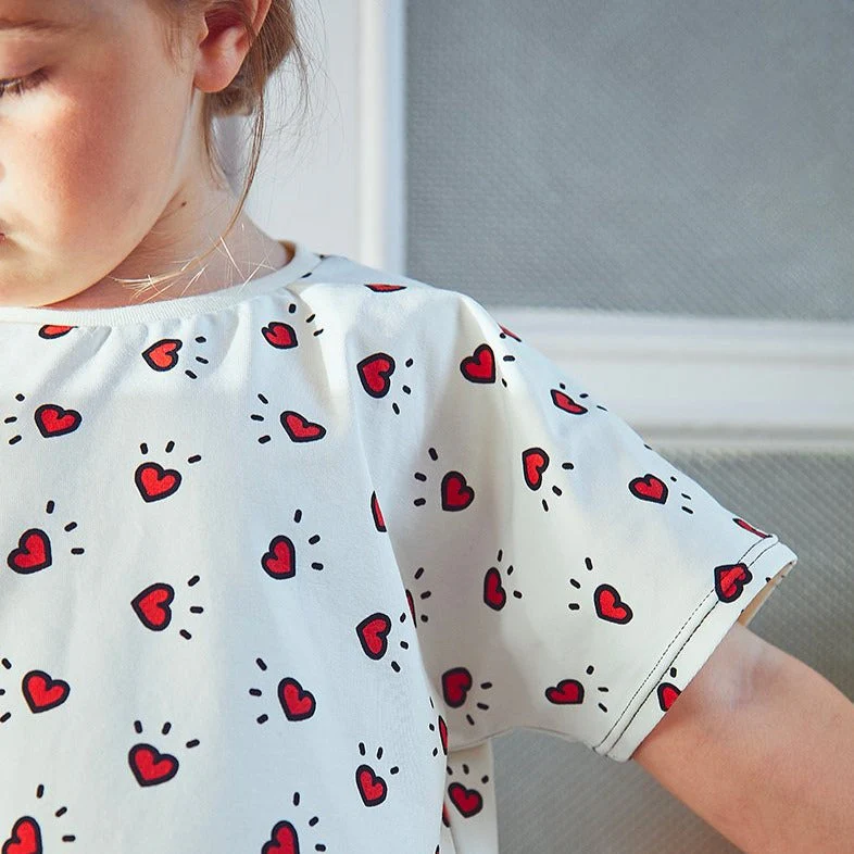 Organic Stretch Jersey ©La Fabrique x ikatee - POP GIRLY - Ecru/Red - Image 7