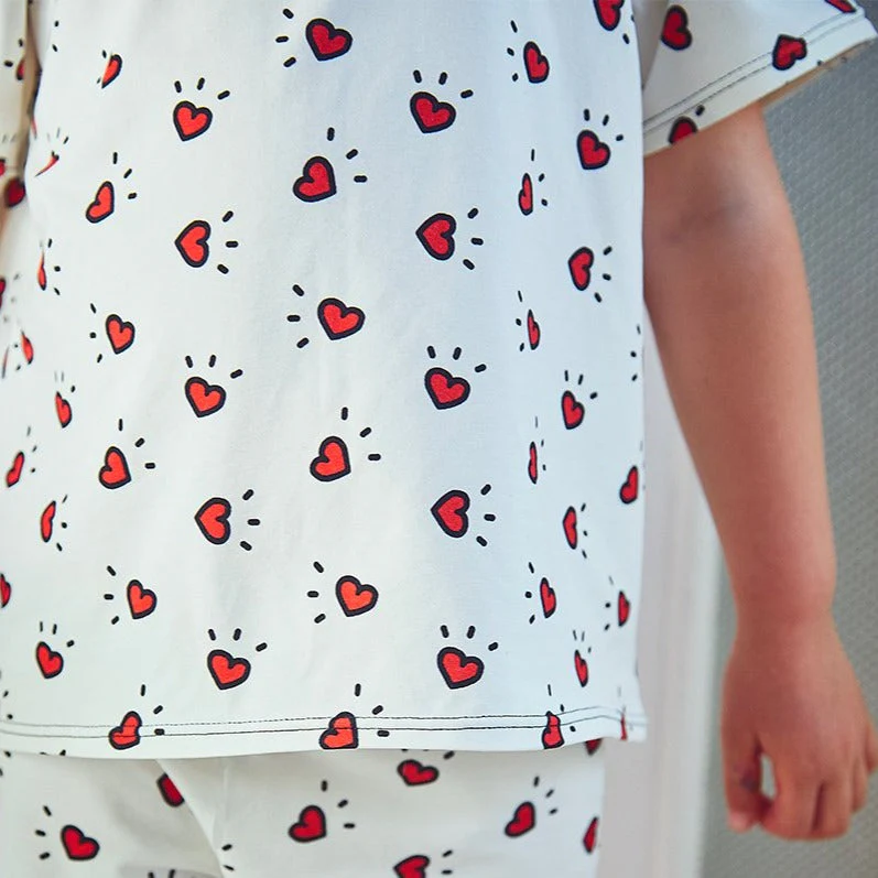 Organic Stretch Jersey ©La Fabrique x ikatee - POP GIRLY - Ecru/Red - Image 8