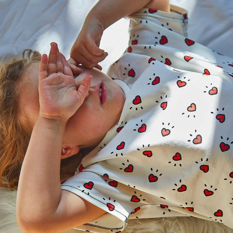Organic Stretch Jersey ©La Fabrique x ikatee - POP GIRLY - Ecru/Red - Image 9