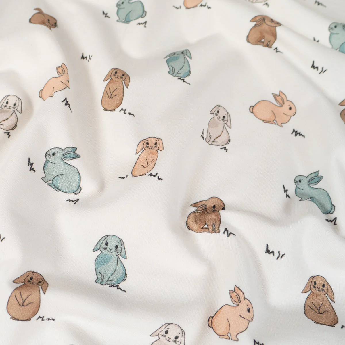 Organic stretch jersey© ikatee - BUNNIES - Off White - Image 4