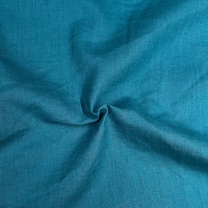 Washed Linen Fabric - petrol blue