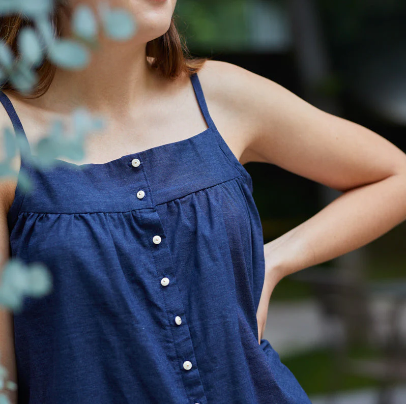 Linen Viscose fabric ©Sorona - Navy/jean